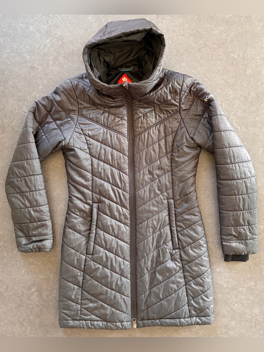 Columbia Women's Charcoal Hooded Long Puffer Coat